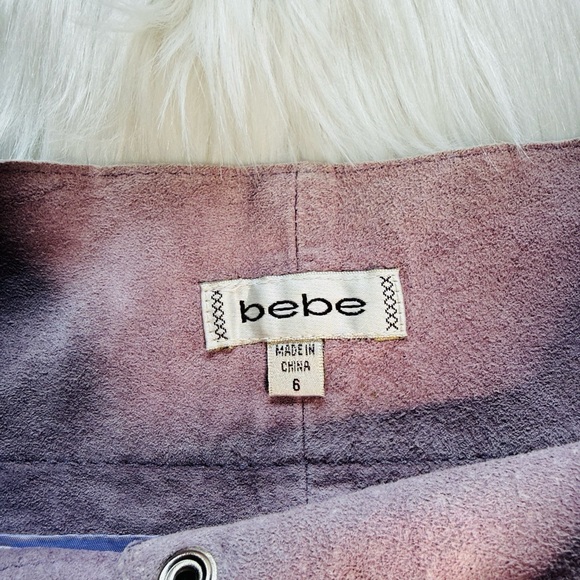 Bebe Lilac Suede Scallop Hem Mini Skirt - Picture 2 of 6